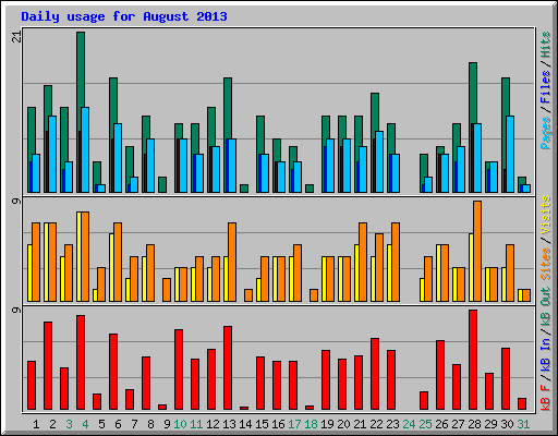 Daily usage for August 2013